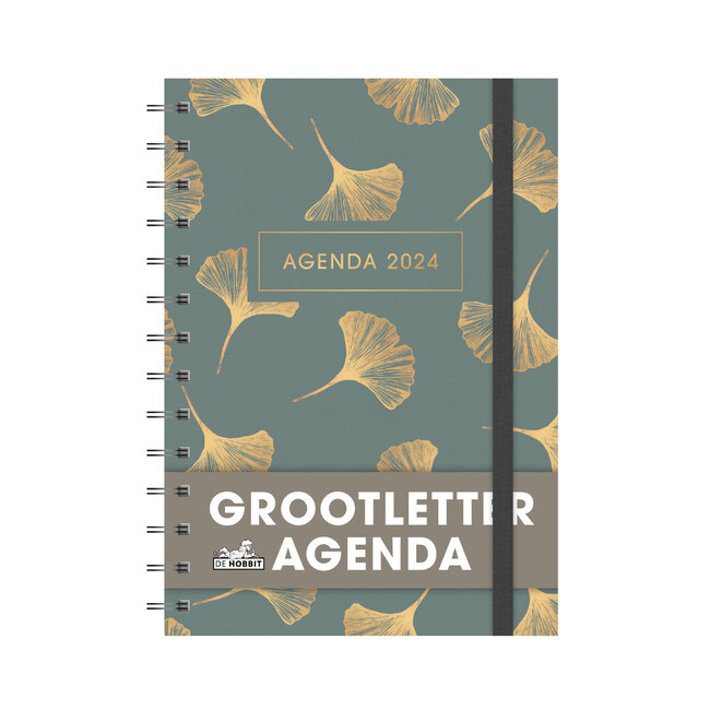 A5 Grootletter Agenda 2024 Ginkgo