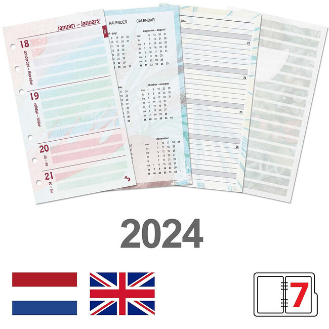 Personal Organiser Pocket Agenda Inset week NL 2024 Flowers