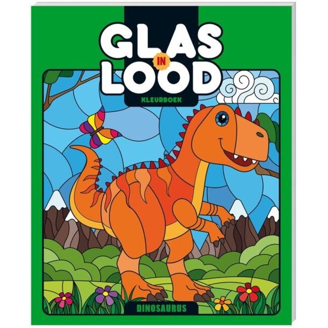 Stained glass colouring book Dinosaur