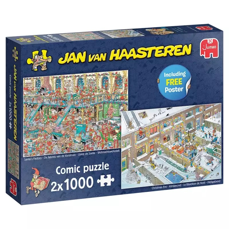 Jan van Haasteren - Santa's Factory en Christmas Eve Puzzel 2x 1000 Stukjes