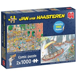 Jumbo Jan van Haasteren - Der Käsemarkt & Skûtsjesilen Puzzle 2x 1000 Teile