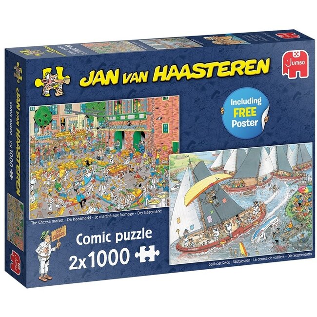 Jan van Haasteren - Il mercato del formaggio & Skûtsjesilen Puzzle 2x 1000 pezzi