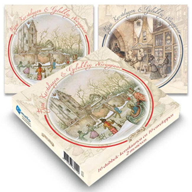 Anton Pieck Weihnachtskarten Schlittschuhlaufen