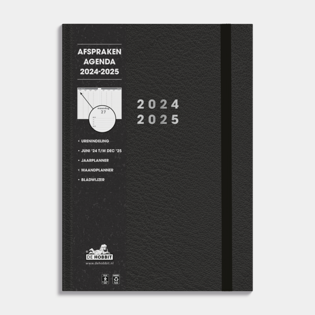 A4-Terminkalender 2025 - 2025 Lederoptik Schwarz