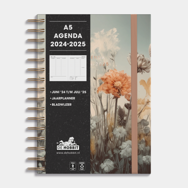 De Hobbit A5 Ring binder Agenda 2025 - 2025 Field Flowers