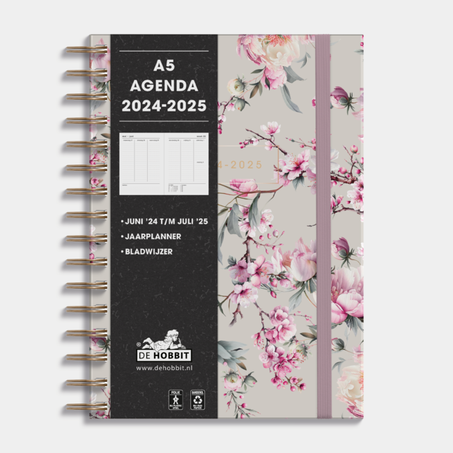 De Hobbit A5 Ring binder Agenda 2025 - 2025 Cherry Blossom