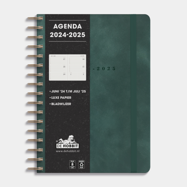 De Hobbit Luxury A5 Ring binder diary 2025 - 2025 Suede Look