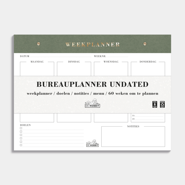 Desk planner Undated Green Suede Look