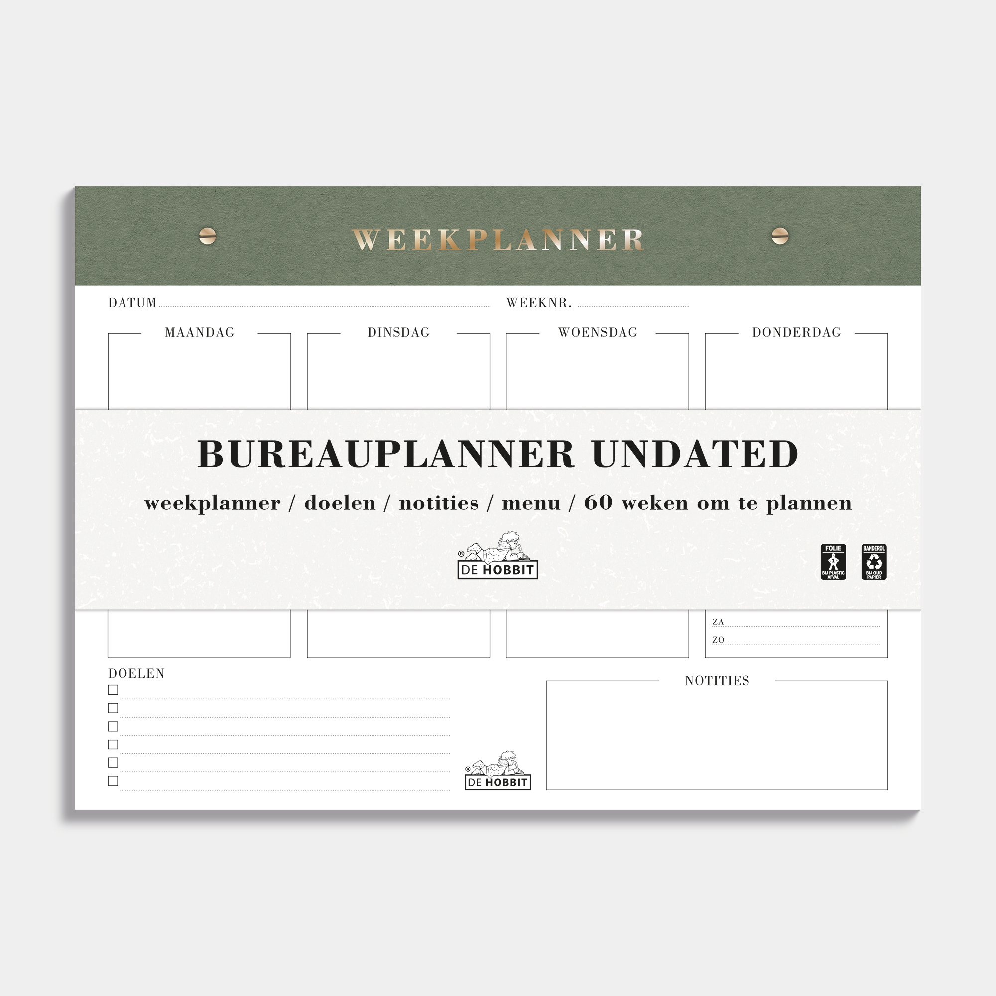 Bureauplanner Undated Groen Suede Look