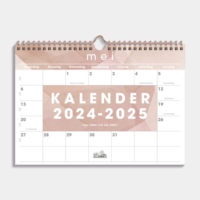 A4 Maandkalender 2024 - 2025 Abstract Oudroze