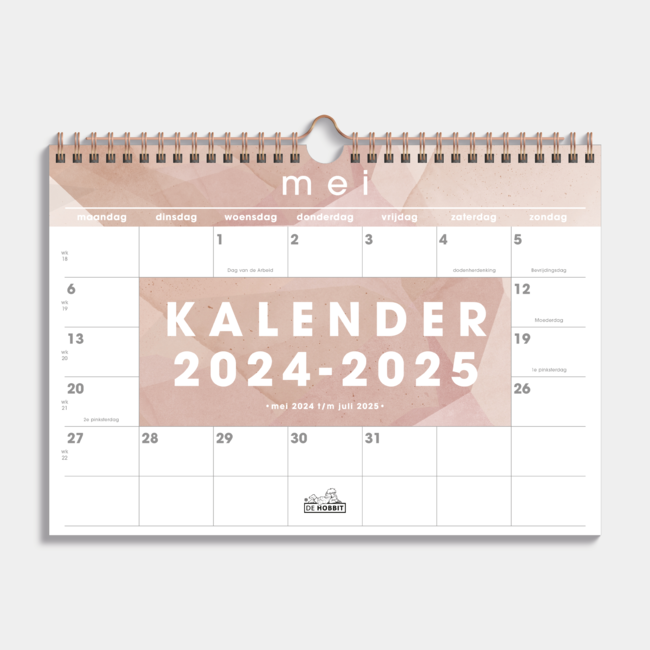 Calendrier mensuel A4 2025 - 2025 abstrait vieux rose