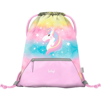 Baagl Bolsa de deporte unicornio arco iris con cremallera