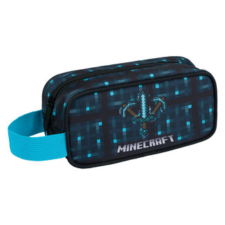 Baagl Federtasche - Bleistifttasche Minecraft Blaue Axt und Schwert