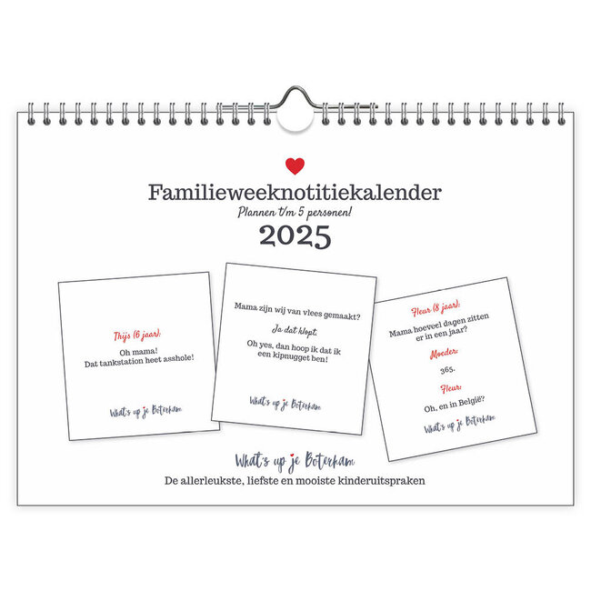 What's Up Your Sandwich FamilyWEEKnote calendar 2025