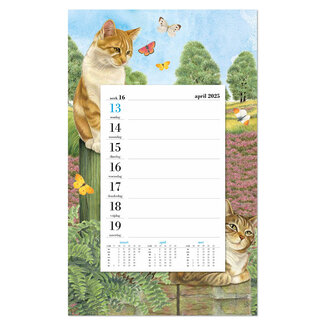 Comello Francien's Cats Weekly Note Calendar auf Schild 2025 Flower Field