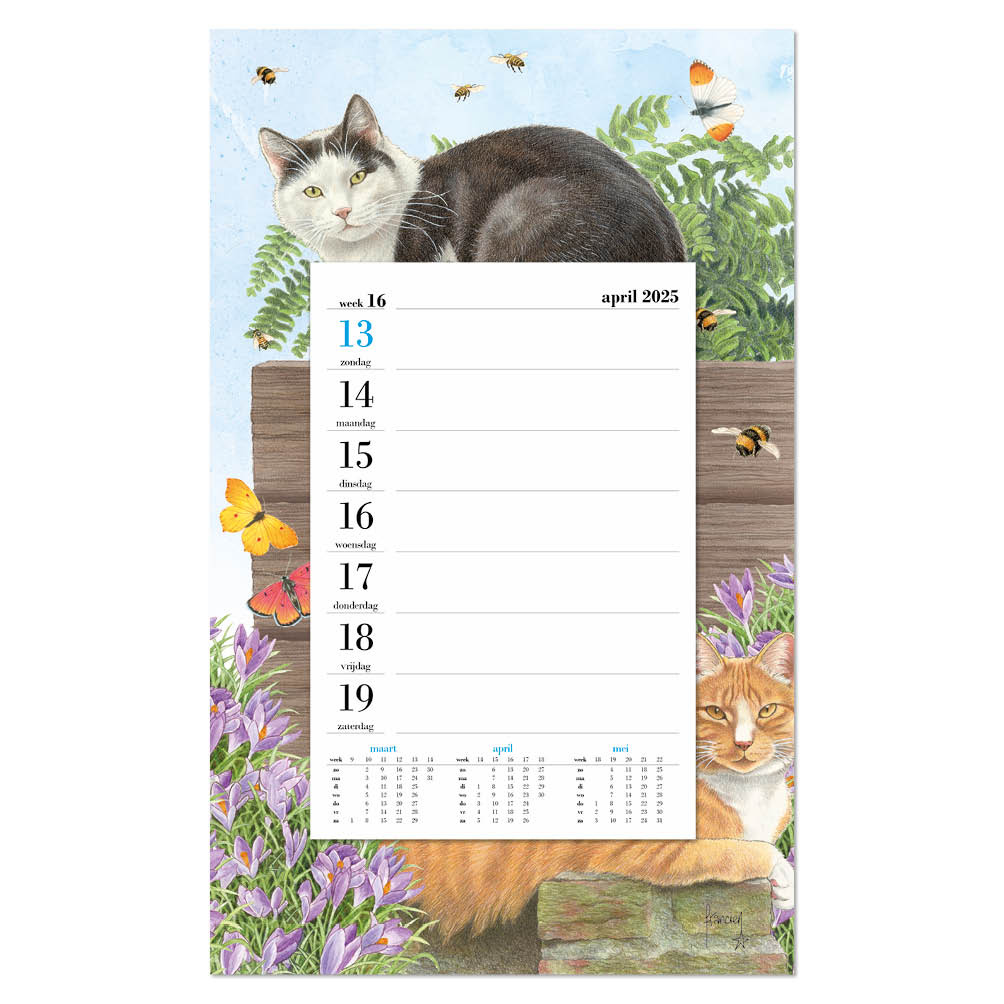 Franciens Katten Weeknotitiekalender op schild 2025 Krokussen