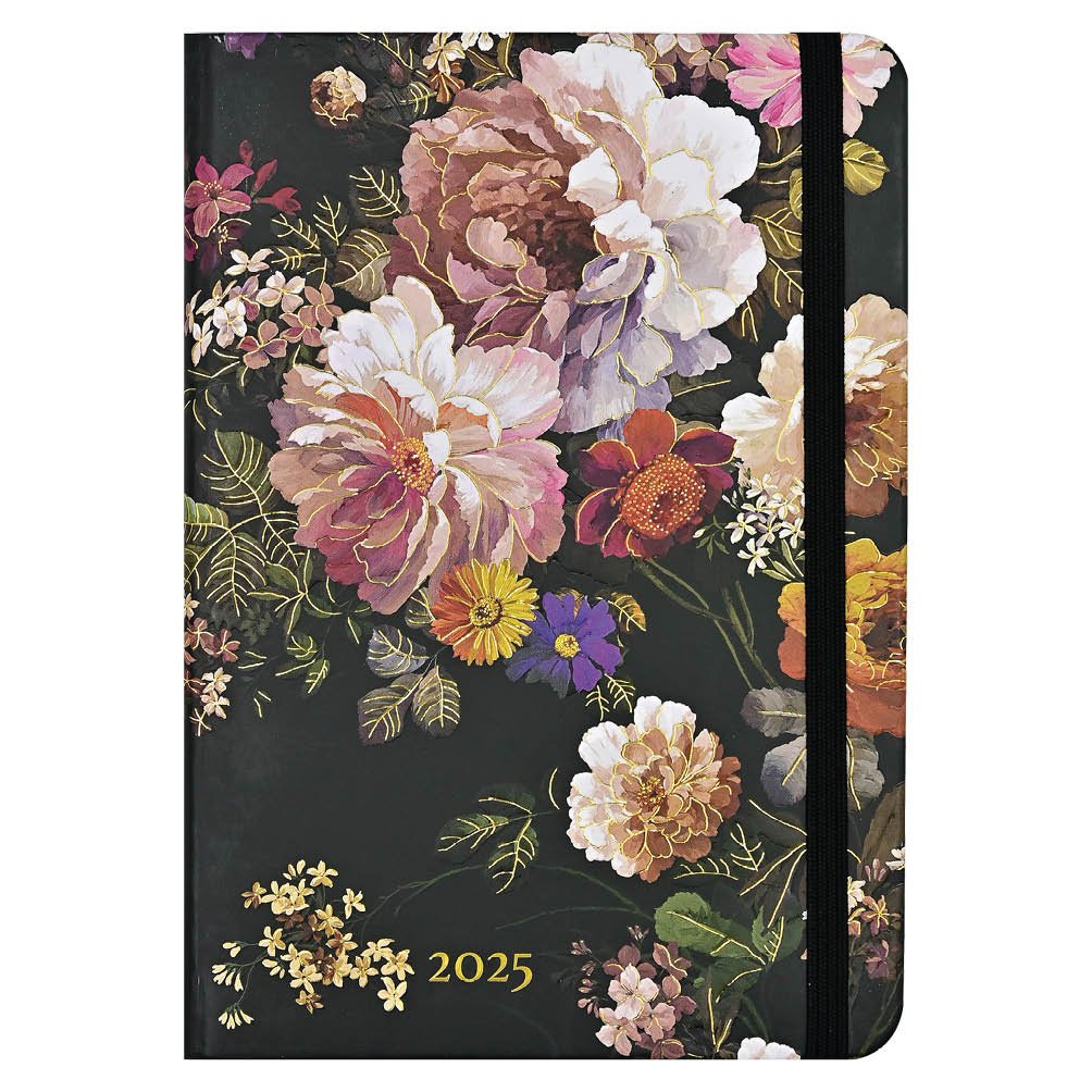 2025 Midnight Floral Weekly Planner (16 Months, Sept 2024 to Dec 2025)