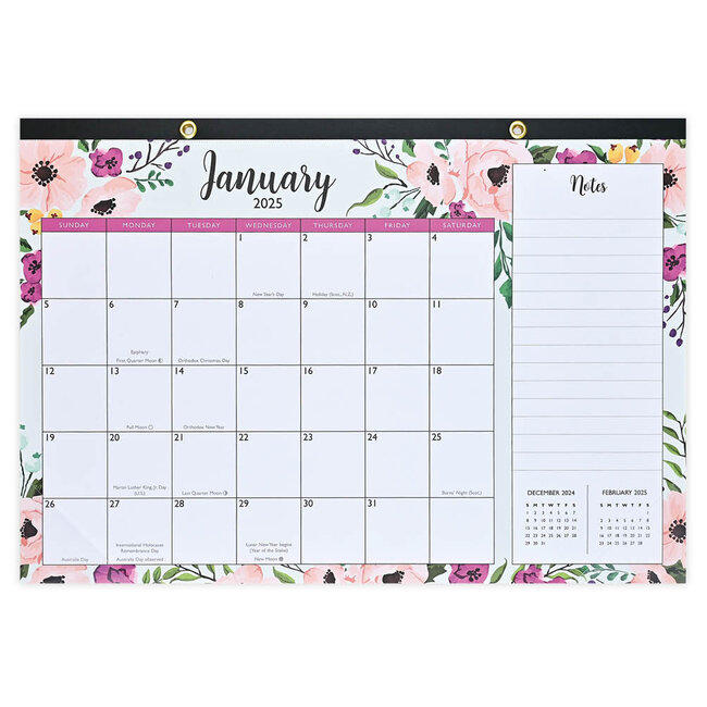 Desk Pad Kalendar 2025 Floral