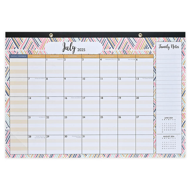 Peter Pauper Desk Pad Family Calendar 2025 with Stickers