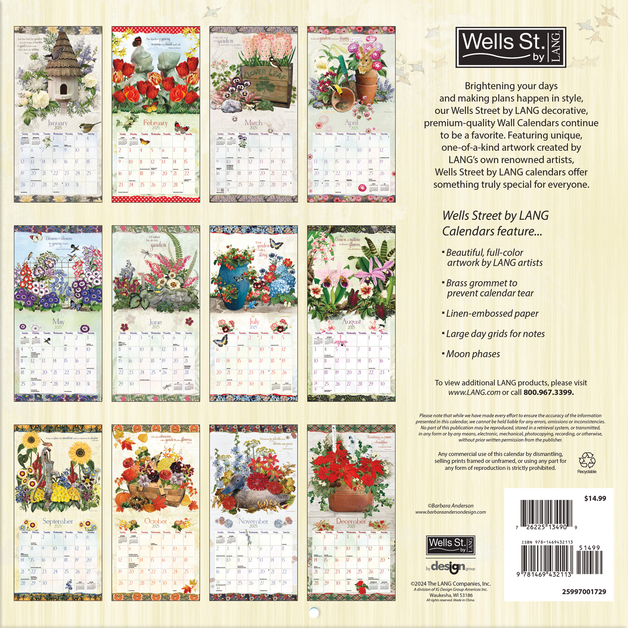 Botanical Gardens Kalender 2025 Kopen? Art Work van Barbara Anderson