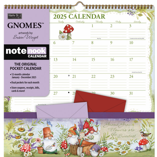 Gnomes Pocket Note Nook Calendar 2025