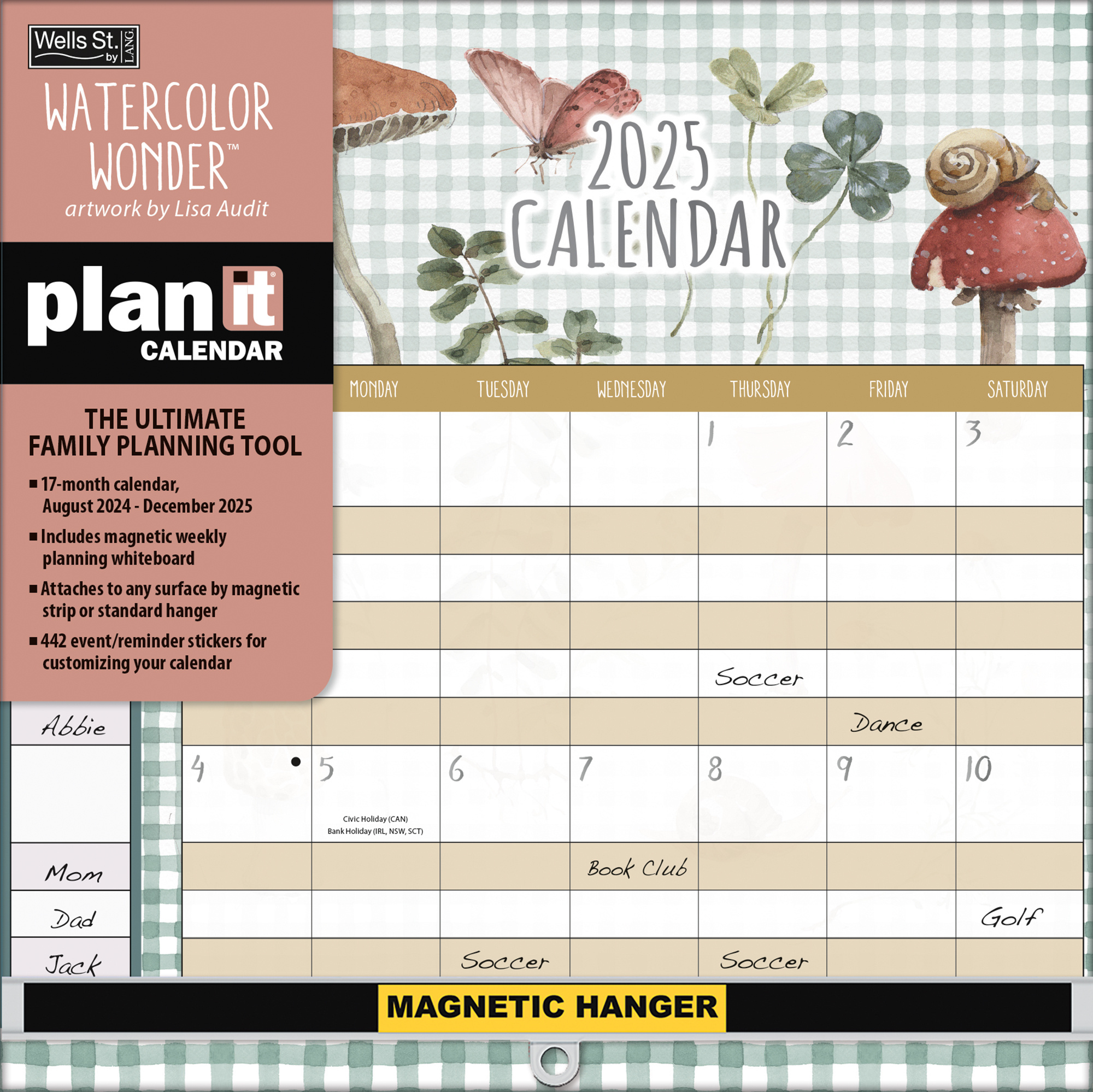 Watercolor Plan-It Wall Kalender (August 2024 - December 2025)