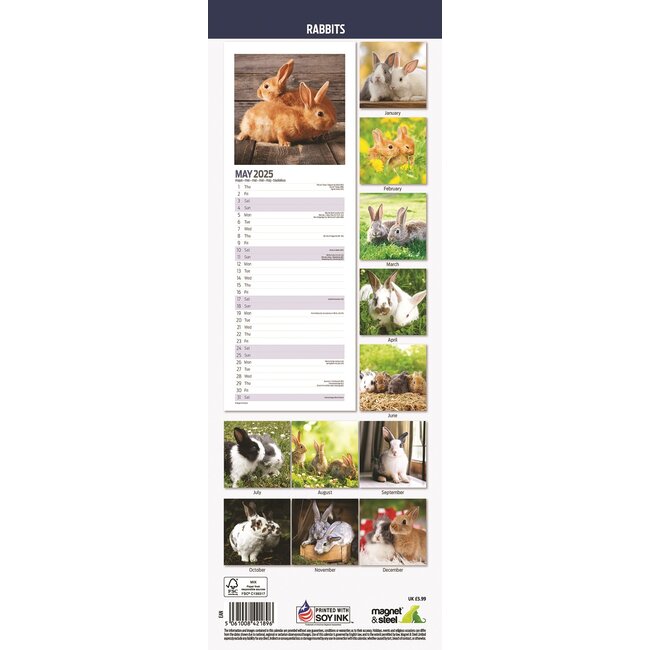 Buy Rabbits Calendar 2025 Slimline Order easily online