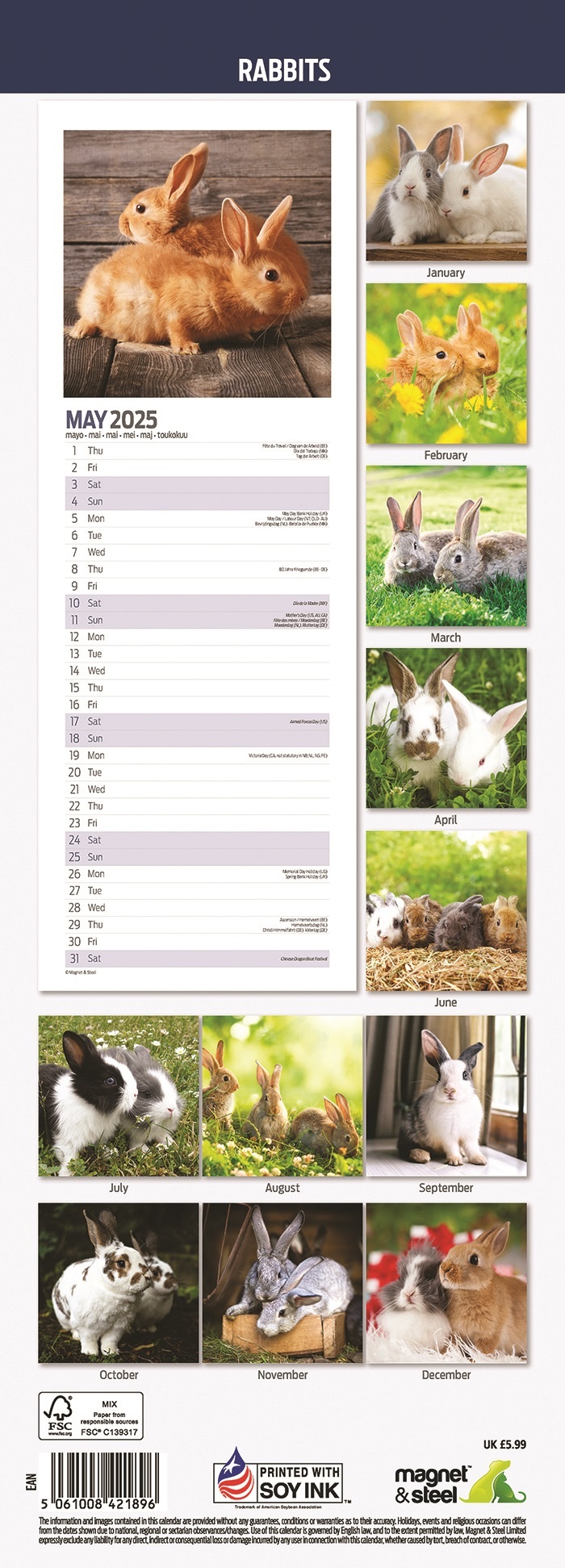 Buy Rabbits Calendar 2025 Slimline Order easily online