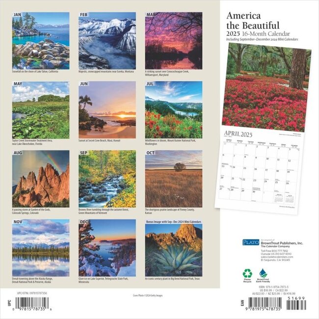 America the Beautiful Kalender 2025 Kopen? Bestel eenvoudig Online Kalenderwinkel.nl