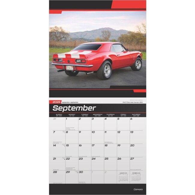 Buy Camaro Calendar 2025 with beautiful pictures of the Camaro