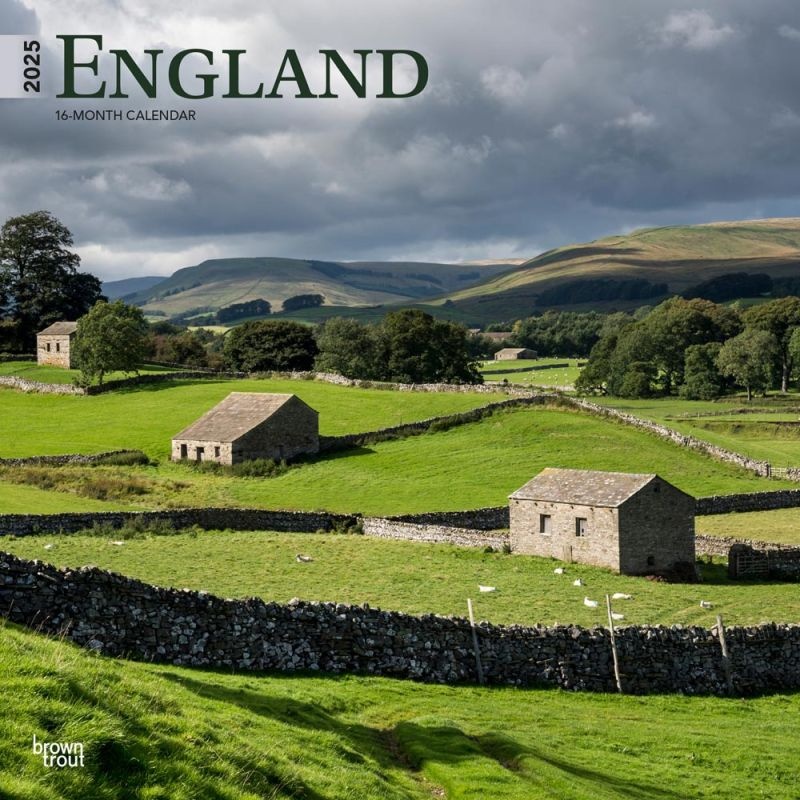 England 2025 12 X 24 Inch Monthly Square Wall Calendar Plastic-Free Browntrout UK United Kingdom Scenic