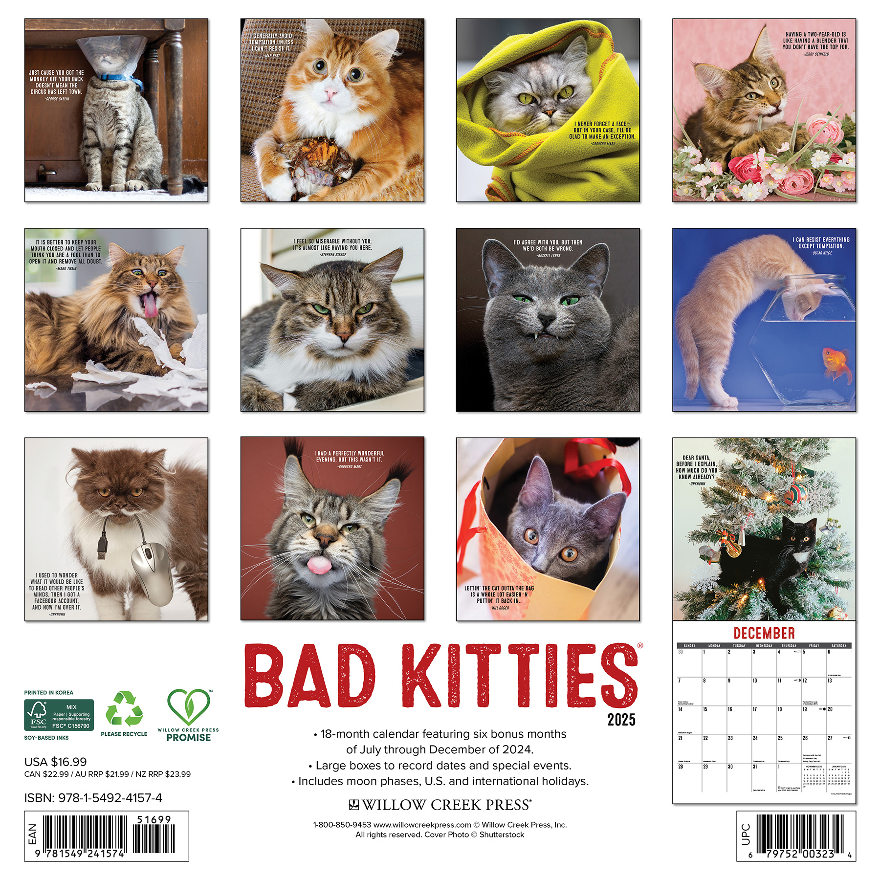 Acheter Bad Kitties Calendar 2025 Commander facilement en ligne Cranky Kitties Calendar 2025