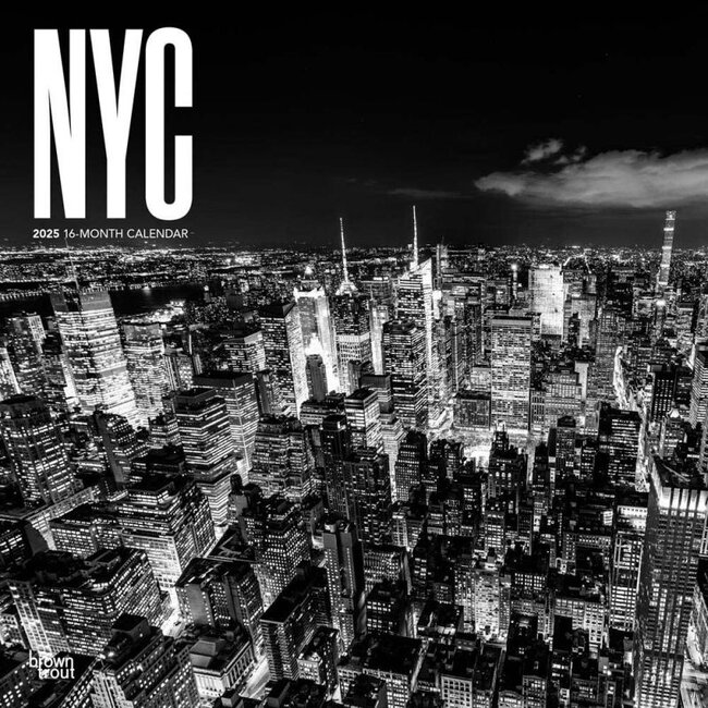 Calendario de la ciudad de Nueva York 2025 en blanco y negro