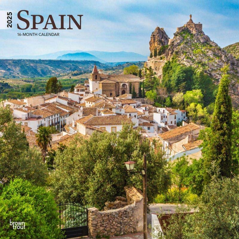 Spain 2025 12 X 24 Inch Monthly Square Wall Calendar Plastic-Free Browntrout Travel Europe Madrid Barcelona