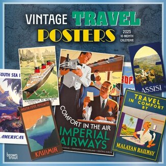 Browntrout Affiches de voyage vintage Calendrier 2025