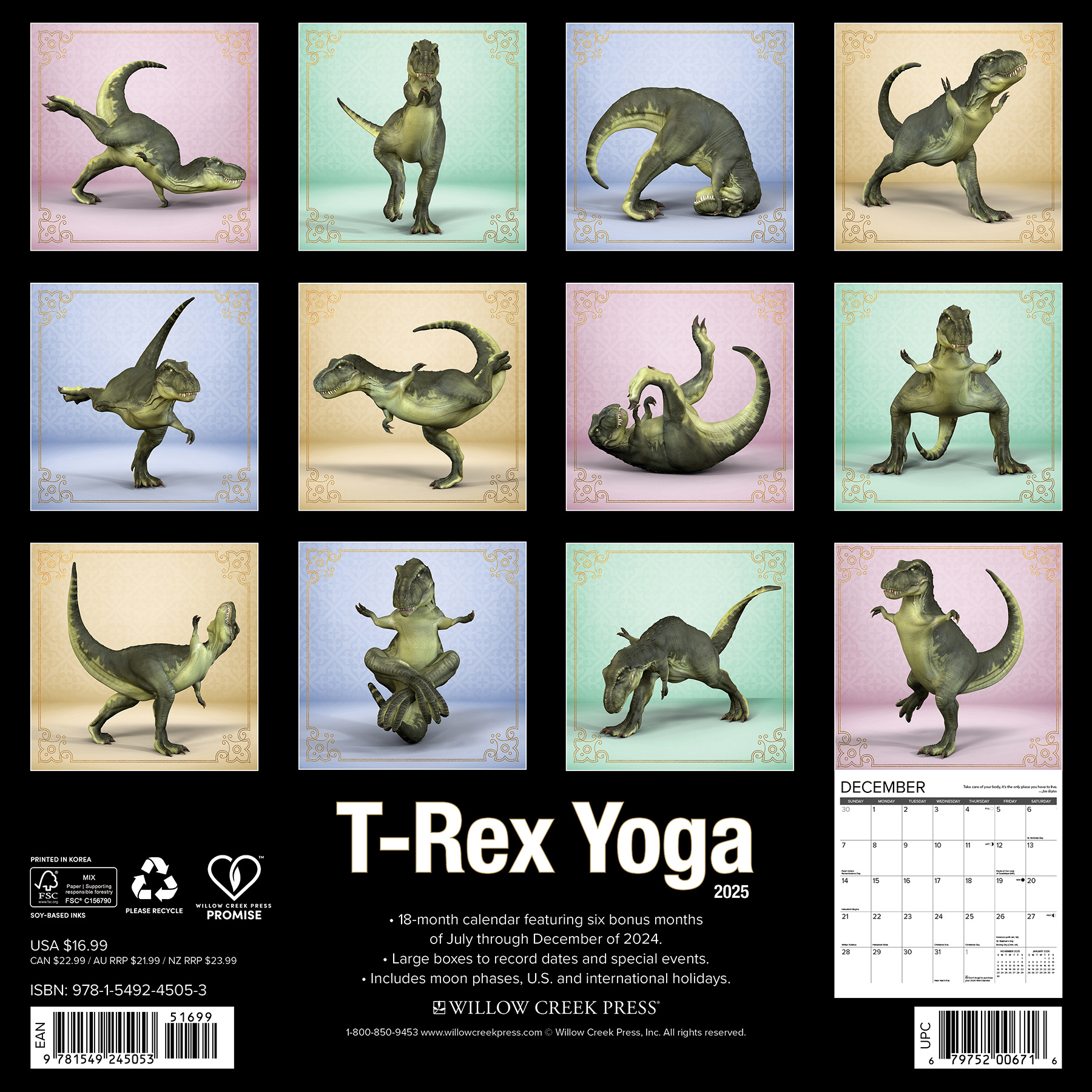 Buy TRex Yoga Calendar 2025 Order easily online Kalenderwinkel.nl