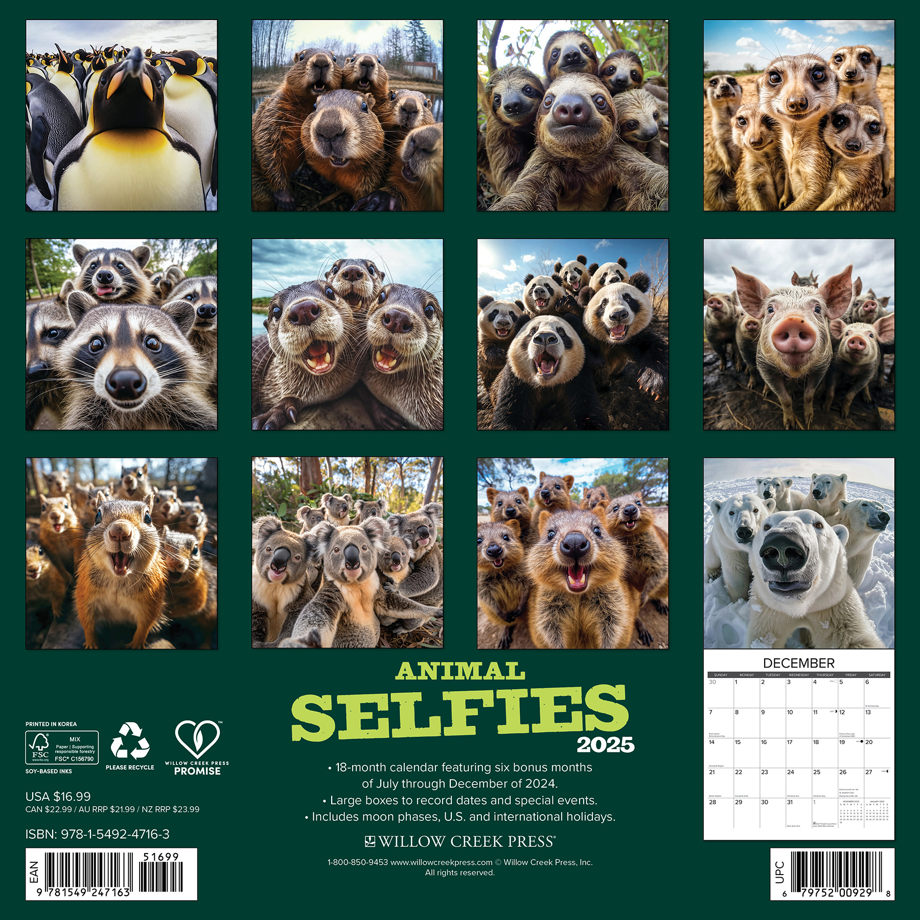 Dieren Selfies Kalender 2025 Kopen? Bestel eenvoudig en snel Online Kalenderwinkel.nl