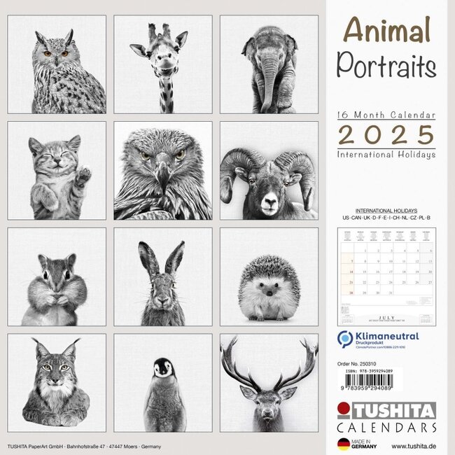 Animal Portraits Kalender 2025 Kopen? Bestel eenvoudig en snel online 