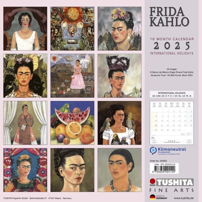 Buy Frida Kahlo Calendar 2025 simply order online Kalenderwinkel.nl