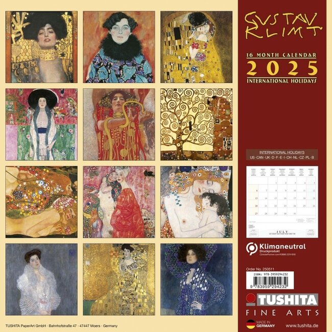 Gustav Klimt -Frauenkalender 2025 Kaufen  einfach online bestellen - Kalenderwinkel.nl