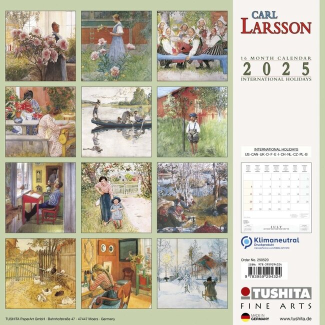 Acheter Carl Larsson Calendar 2025 commander en ligne Kalenderwinkel.nl