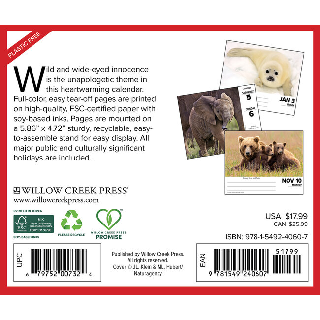 Buy Baby Animals Calendar 2025 Boxed Order easily online