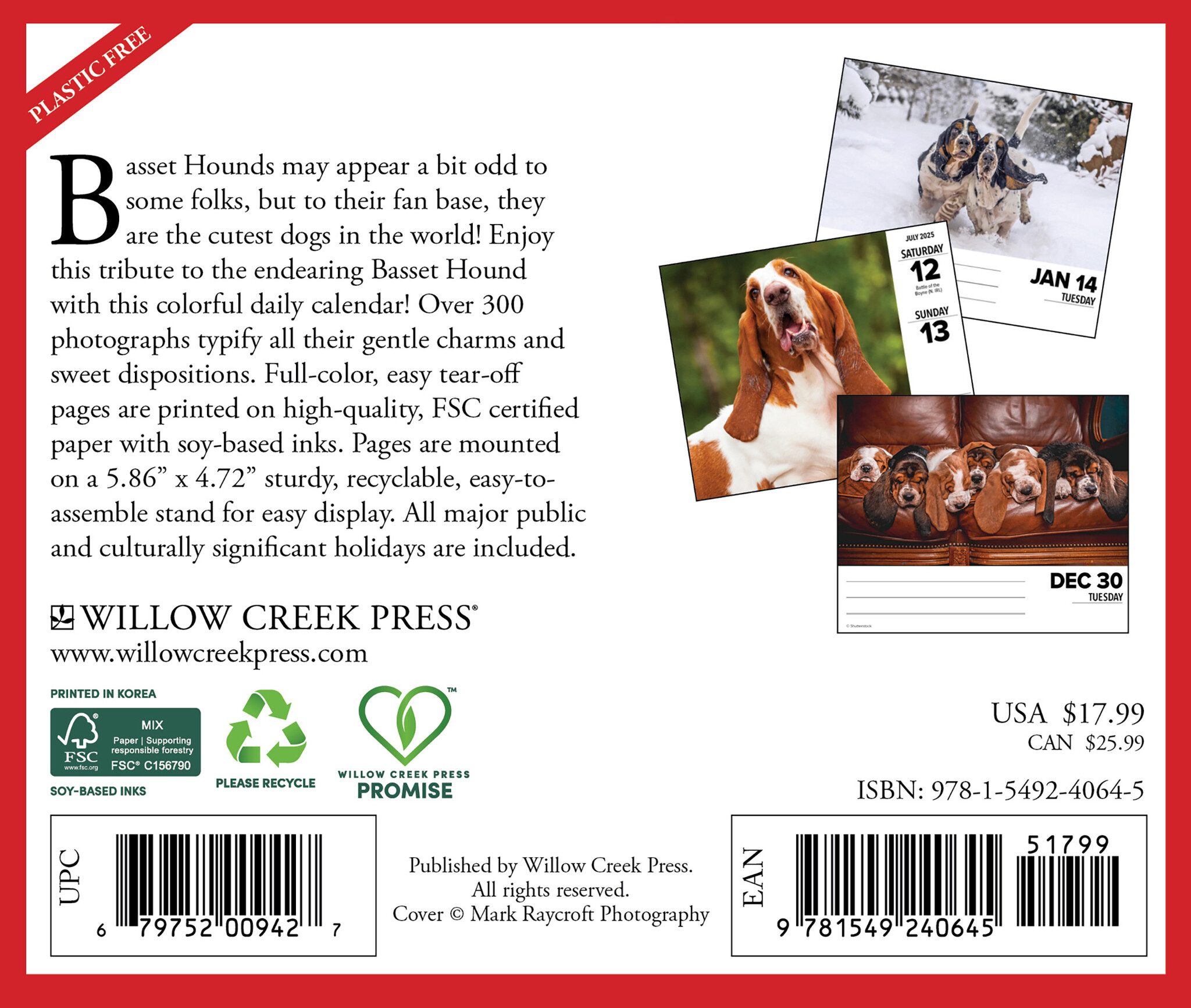 Buy Basset Hound Calendar 2025 Boxed Order online easily Kalenderwinkel.nl