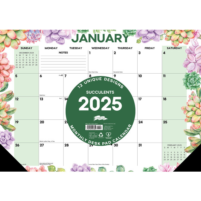 Taccuino per le succulente - Calendario da tavolo 2025 stretto