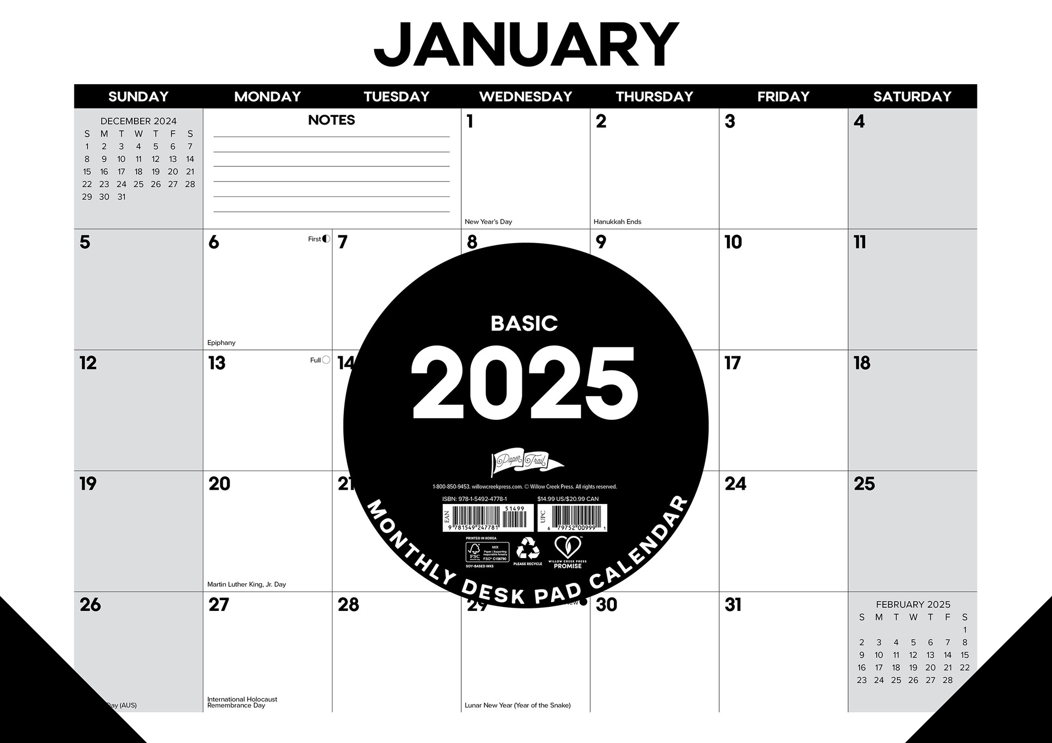 Basic Desk Pad - Bureau Kalender 2025