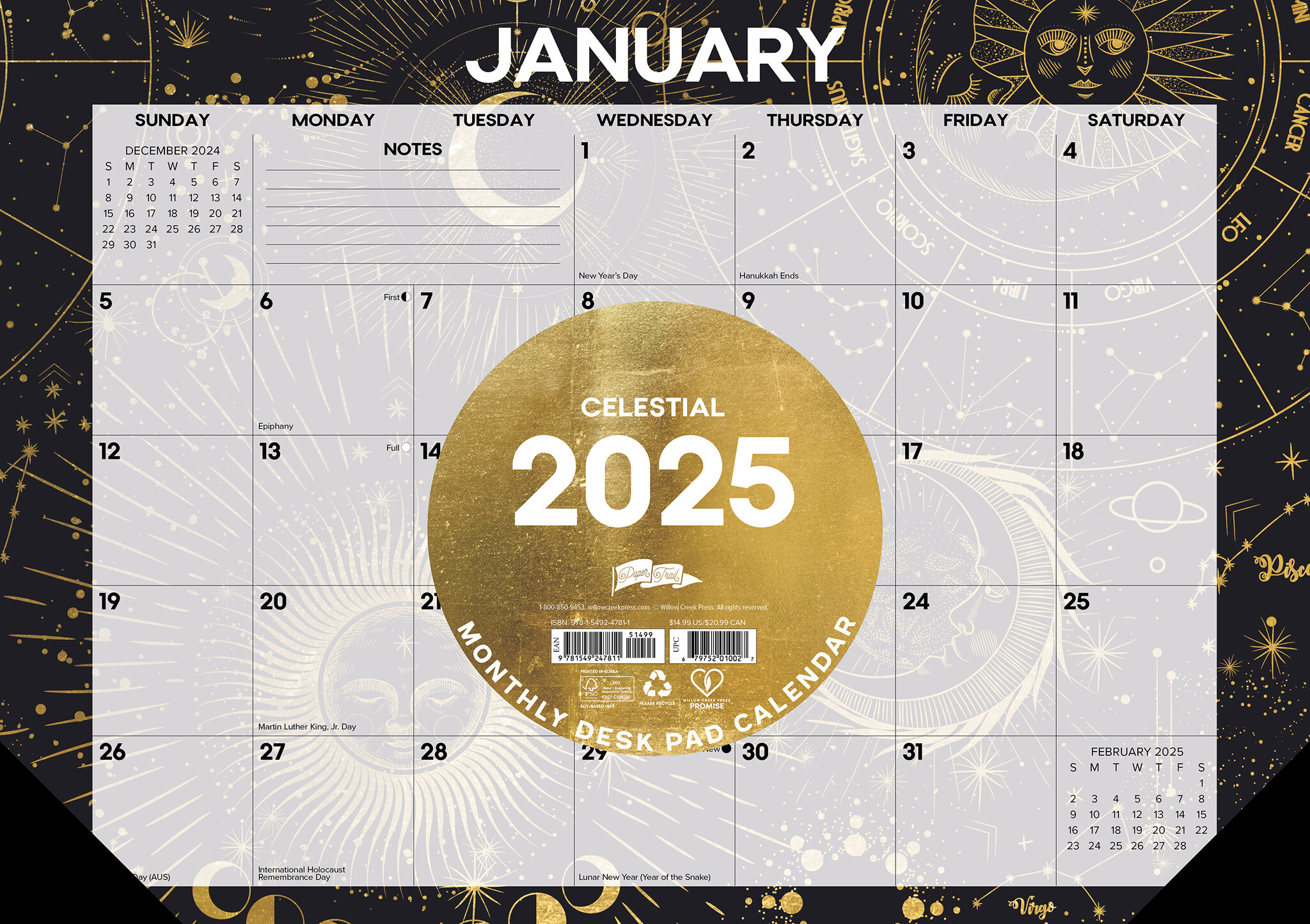 Celestial Desk Pad - Bureau Kalender 2025 Smal