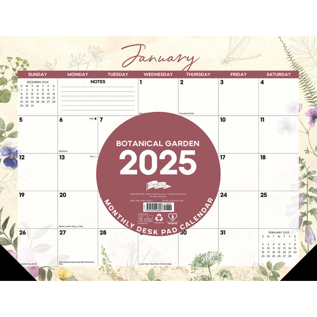 Botanical Garden Schreibtischunterlage - Tischkalender 2025