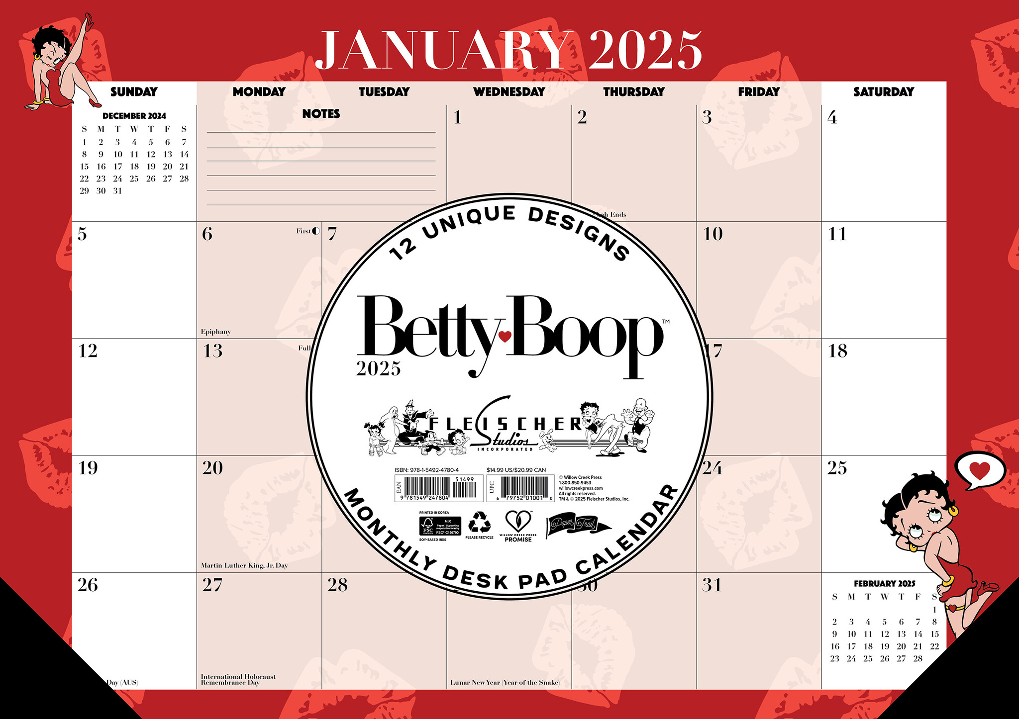 Betty Boop Desk Pad - Bureau Kalender 2025 Smal