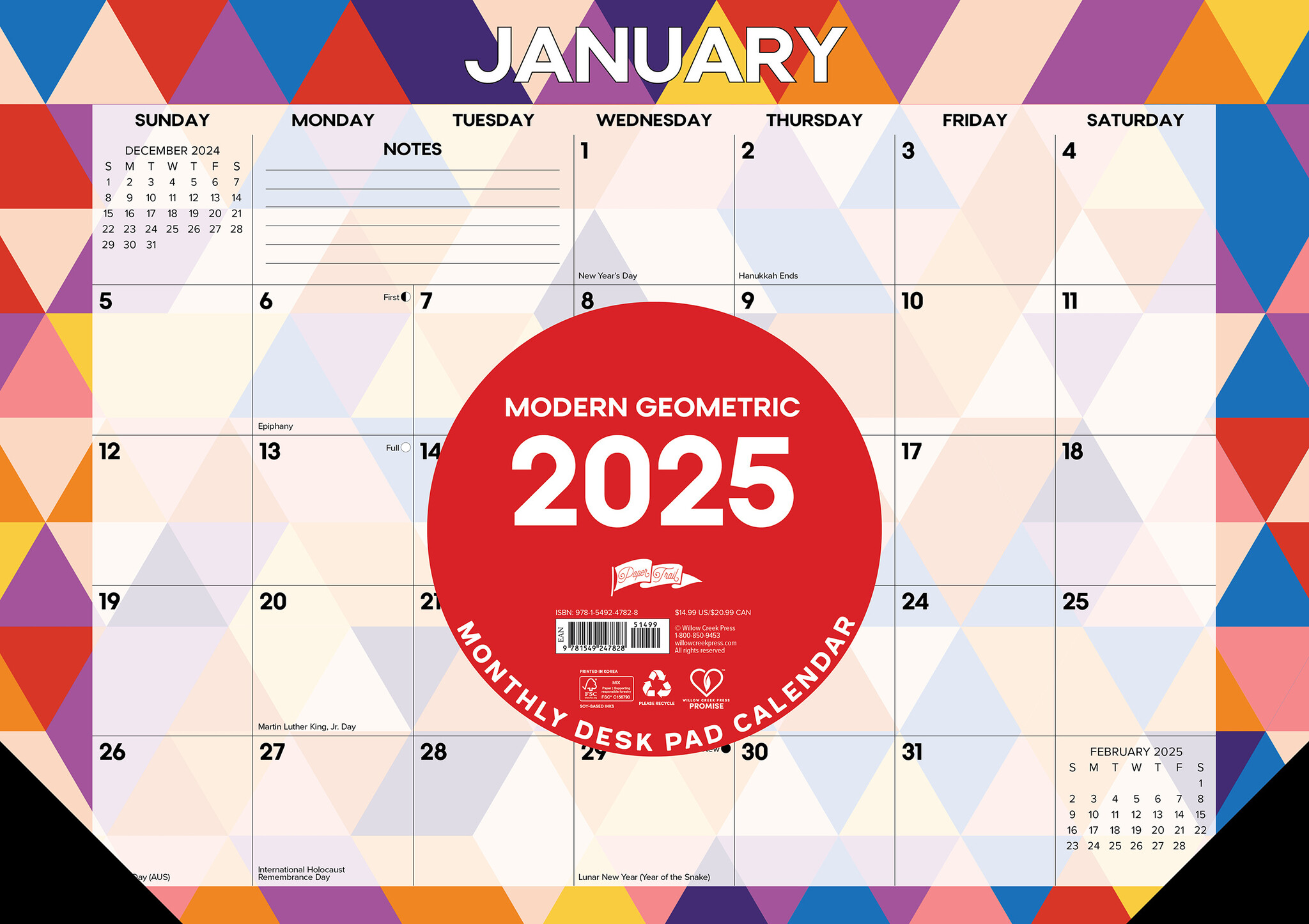 Geometrie Desk Pad Kalender 2025 Smal