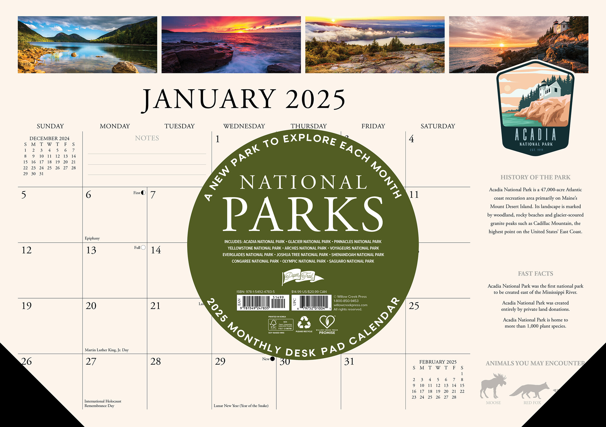 National Parks Desk Pad Kalender 2025 Smal